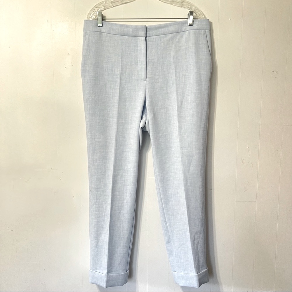 Ann Taylor Soft Blue Cuffed Business Casual Coastal Straight Fit Trousers 14